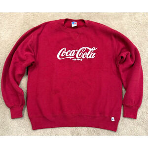 Vintage Russell Athletic Coca Cola Mens 1980s Sweatshirt Red Large Made In USA